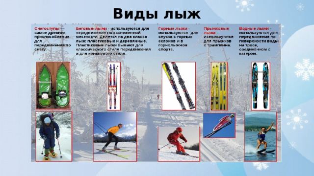 Виды лыж 