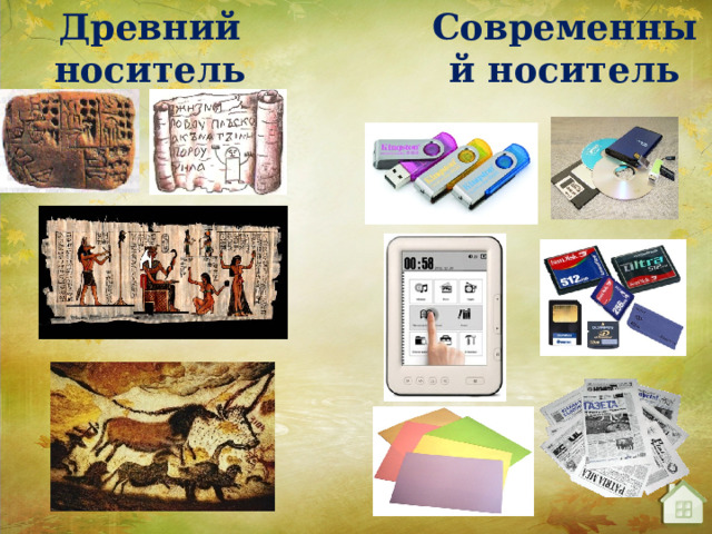 Древний носитель Современный носитель 