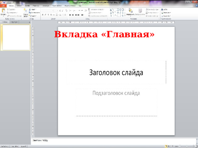 Вкладка «Главная» 