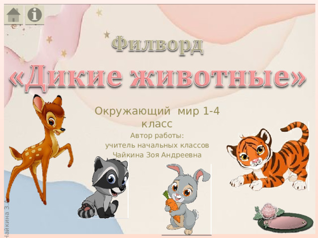 Окружающий мир 1-4 класс Автор работы: учитель начальных классов Чайкина Зоя Андреевна 