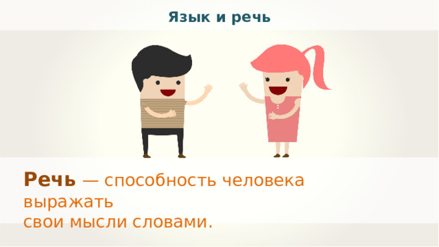 Язык и речь Речь  — способность человека выражать свои мысли словами.  