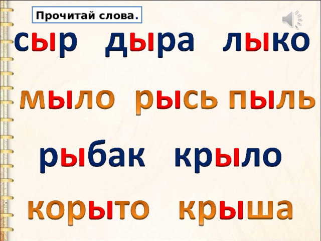 Прочитай слова . 