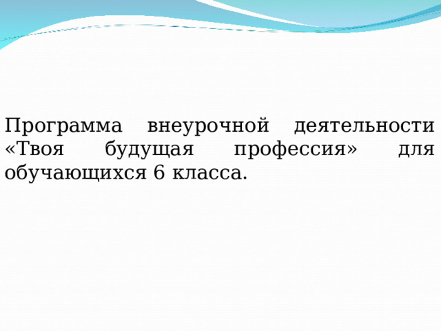 Программа внеурочной деятельности «Твоя будущая профессия» для обучающихся 6 класса. 