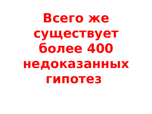 Всего же существует более 400 недоказанных гипотез 
