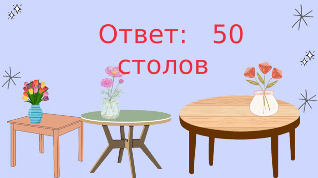 Ответ: 50 столов  