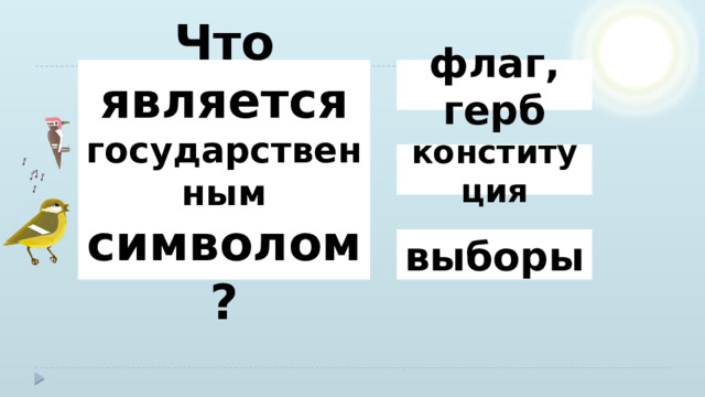 флаг, герб Что является государственным символом? конституция выборы 