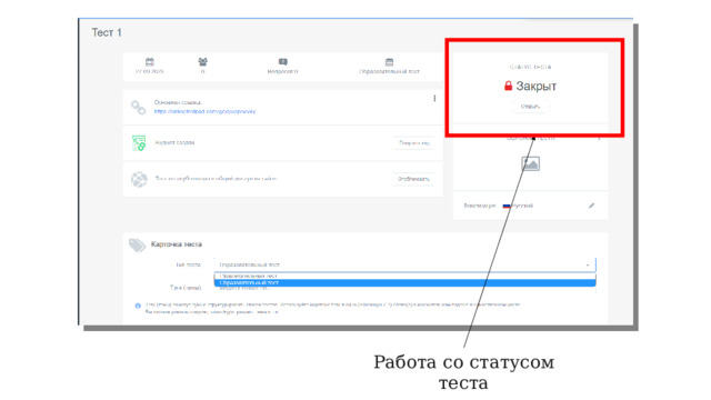 Работа со статусом теста 