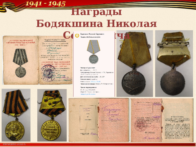 Награды  Бодякшина Николая Сергеевича 
