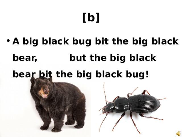 [b] A big black bug bit the big black bear, but the big black bear bit the big black bug! 