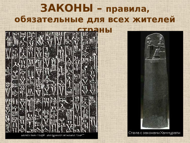 ЗАКОНЫ – правила, обязательные для всех жителей страны 