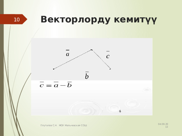 Векторлорду кемитүү 7 04.09.2013 Плуталов С.Н. МОУ Мальчевская СОШ 