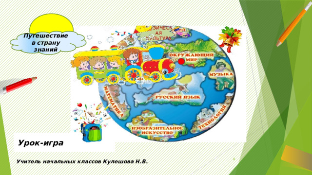  Путешествие в страну знаний Урок-игра 8 Учитель начальных классов Кулешова Н.В. 