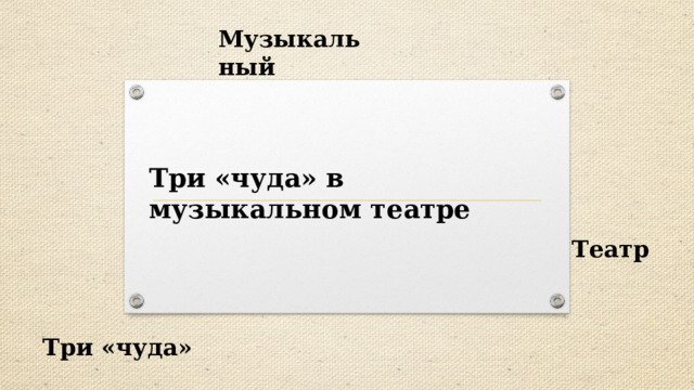 Музыкальный Три «чуда» в музыкальном театре Театр Три «чуда» 