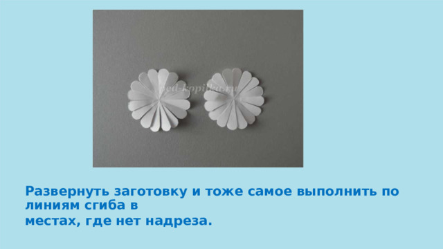 Развернуть заготовку и тоже самое выполнить по линиям сгиба в местах, где нет надреза. 