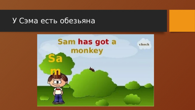 У Сэма есть обезьяна 