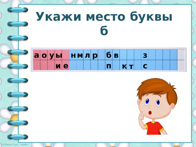 Укажи место буквы б а з в б р л м н у ы о е и п с к т 