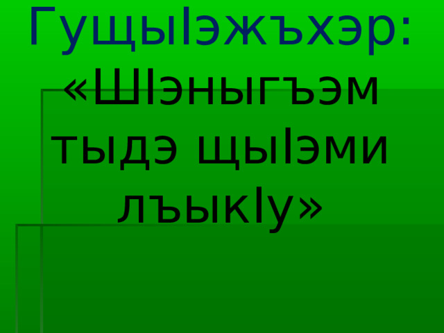      Гущы I эжъхэр:  «Ш I эныгъэм тыдэ щы I эми лъык I у» 