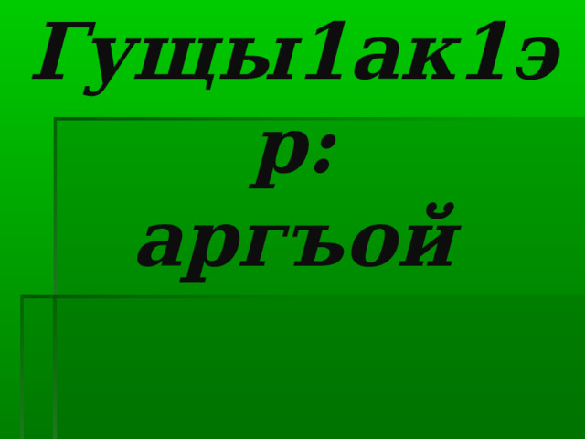 Гущы1ак1эр:  аргъой   