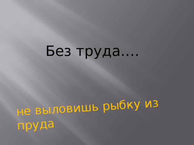 не выловишь рыбку из пруда Без труда….             