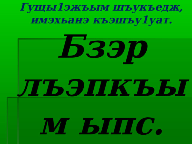 Гущы1эжъым шъукъедж, имэхьанэ къэшъу1уат.  Бзэр лъэпкъым ыпс.   