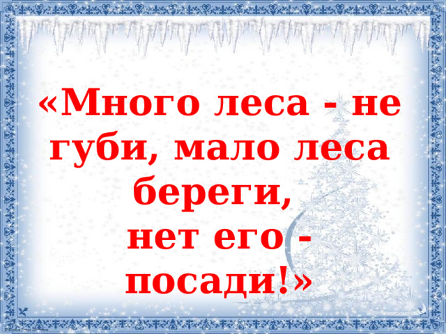«Много леса - не губи, мало леса береги, нет его - посади!» 