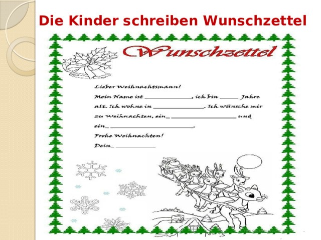 Die Kinder schreiben Wunschzettel 