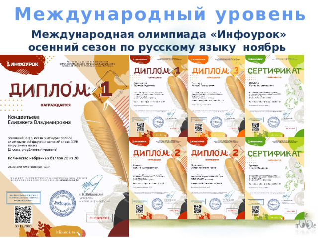 Международный уровень Международная олимпиада «Инфоурок» осенний сезон по русскому языку ноябрь 2020 