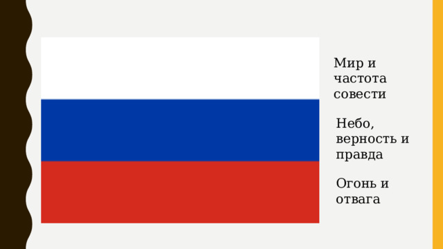 Мир и частота совести Небо, верность и правда Огонь и отвага 