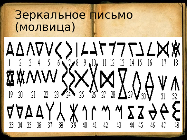 Зеркальное письмо (молвица) 
