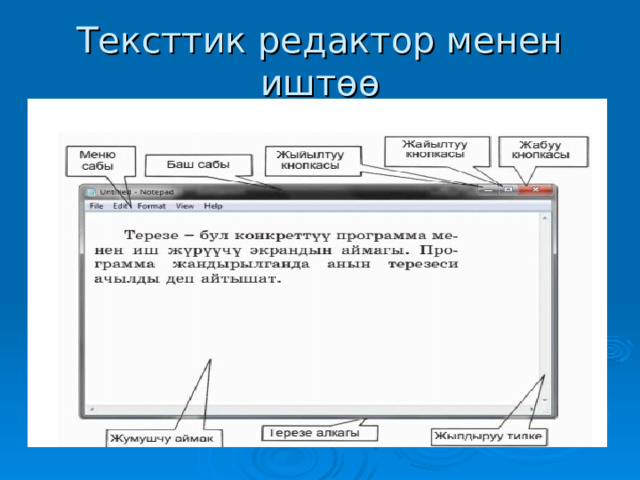 Тексттик редактор менен иштөө 