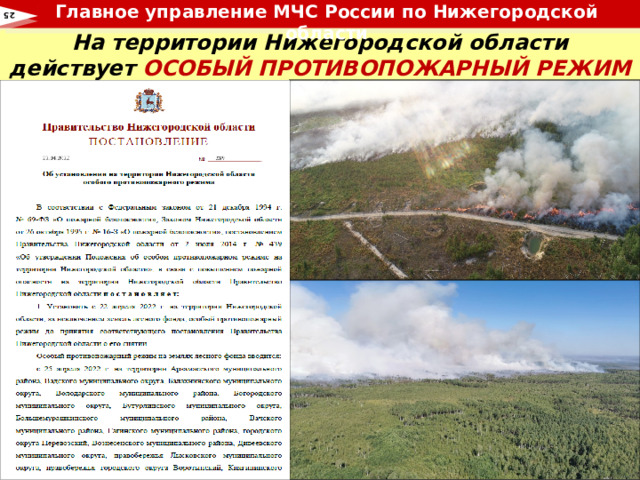 Главное управление МЧС России по Нижегородской области  25 На территории Нижегородской области действует ОСОБЫЙ ПРОТИВОПОЖАРНЫЙ РЕЖИМ 