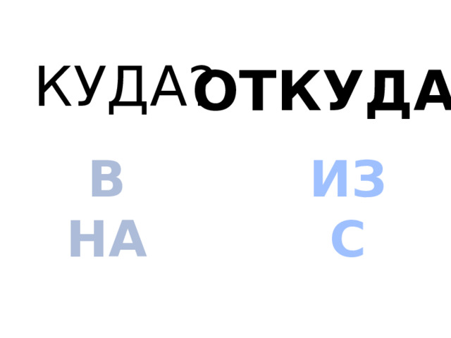   КУДА?  ОТКУДА?    ИЗ В С НА 