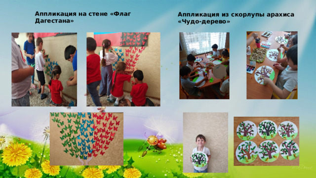 Аппликация на стене «Флаг Дагестана» Аппликация из скорлупы арахиса «Чудо-дерево» 