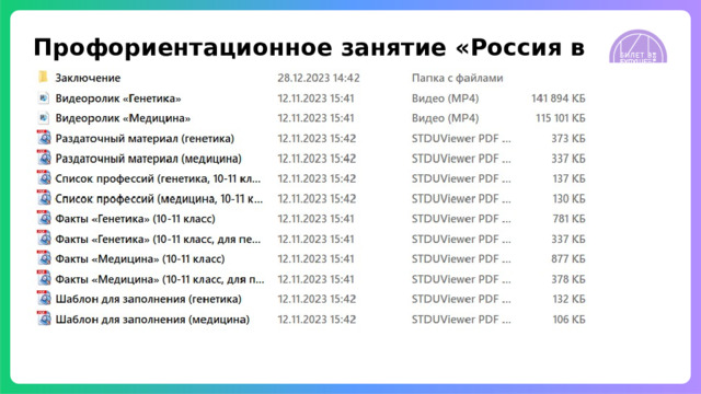 Профориентационное занятие «Россия в деле» 