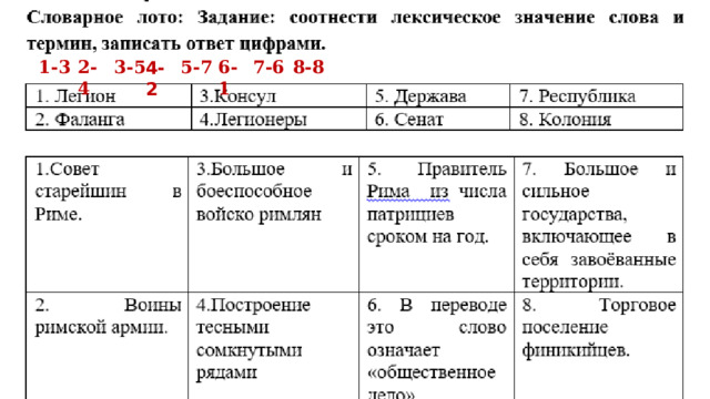 1-3 2-4 3-5 6-1 7-6 5-7 8-8 4-2 