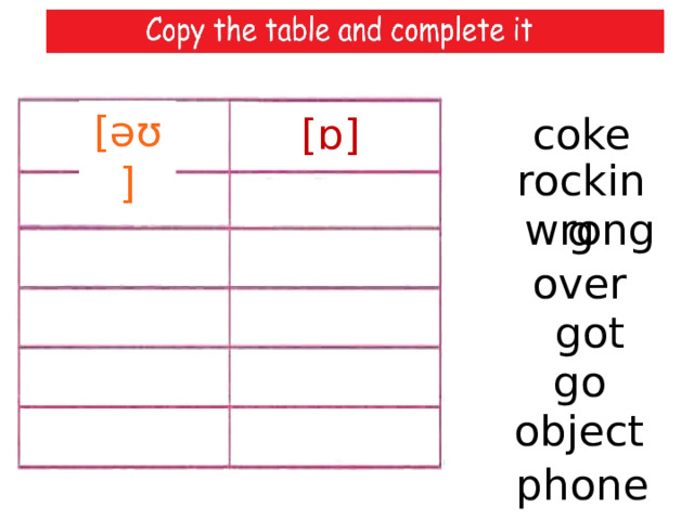 [əʊ] coke [ɒ] rocking wrong over got go object phone  