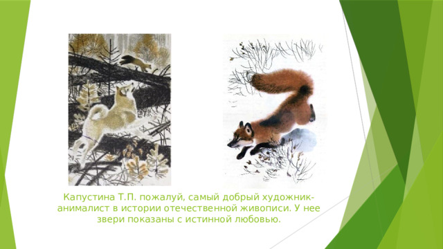 Капустина Т.П. пожалуй, самый добрый художник-анималист в истории отечественной живописи. У нее звери показаны с истинной любовью. 