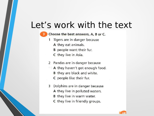 Let’s work with the text 