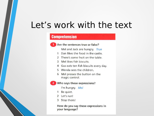 Let’s work with the text 