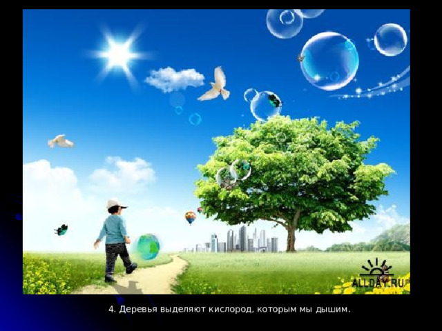   4. Деревья выделяют кислород, которым мы дышим. 