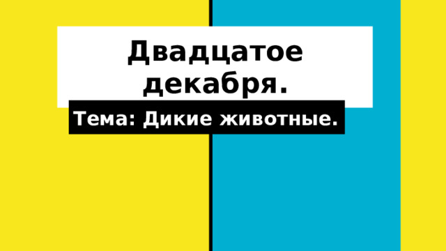 Двадцатое декабря. Тема: Дикие животные. 