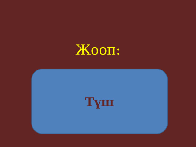 Жооп:     Түш 