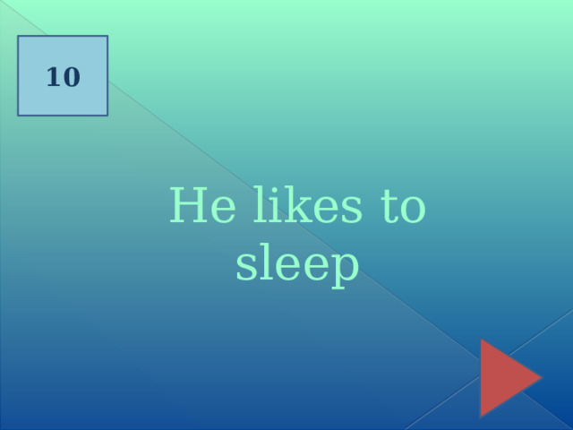 10 He likes to sleep 