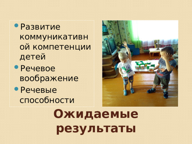 Развитие коммуникативной компетенции детей Речевое воображение Речевые способности Ожидаемые результаты 