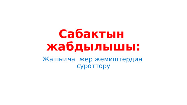 Сабактын жабдылышы: Жашылча жер жемиштердин суроттору 