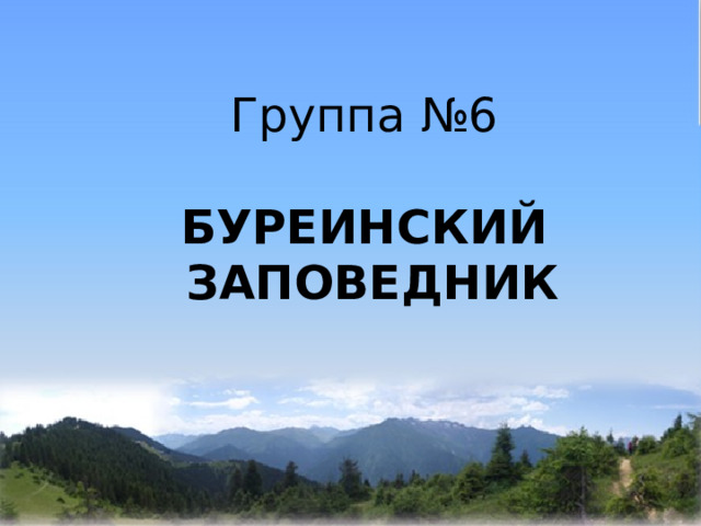    Группа №6 БУРЕИНСКИЙ  ЗАПОВЕДНИК 