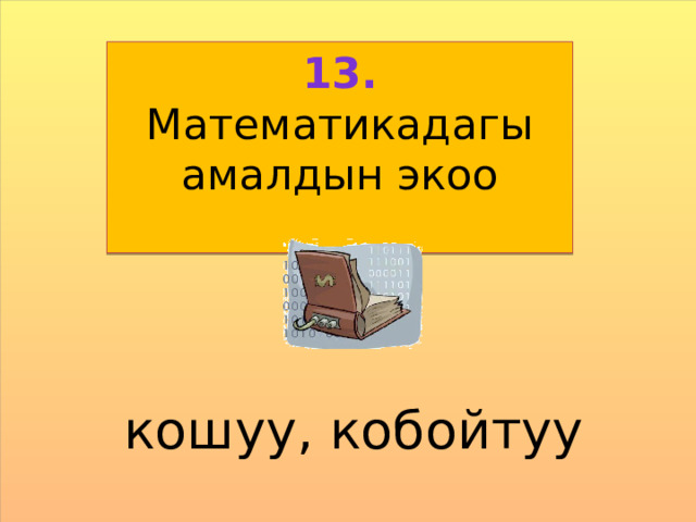 13. Математикадагы амалдын экоо  кошуу, кобойтуу 