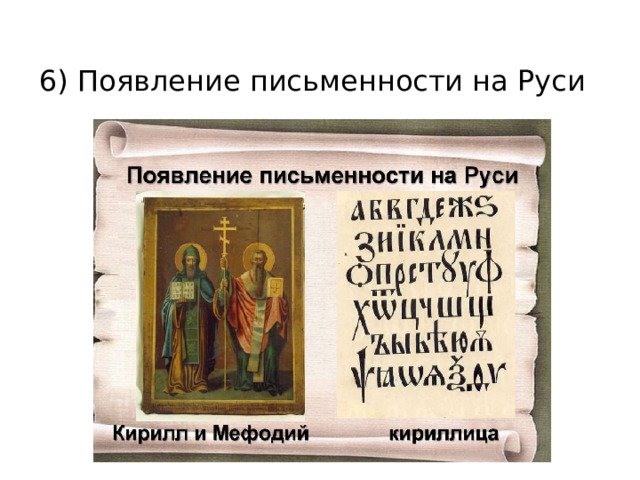 6) Появление письменности на Руси 