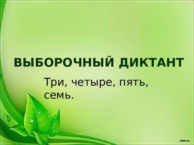 ВЫБОРОЧНЫЙ ДИКТАНТ Три, четыре, пять, семь. 