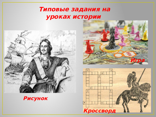 Типовые задания на уроках истории Игра Рисунок Кроссворд 
